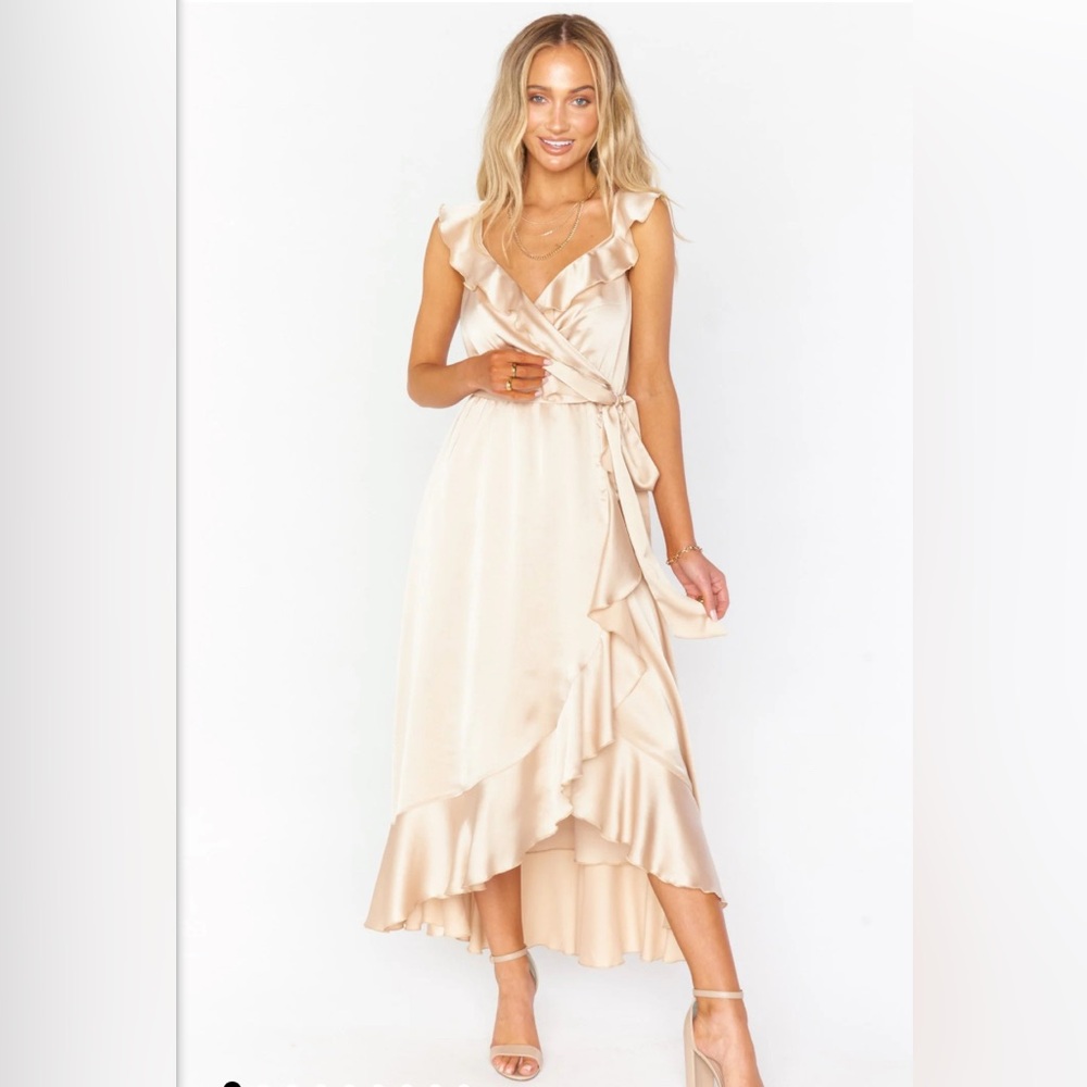 Show Me Your MuMu Gold Asymmetrical Ruffled Sundress